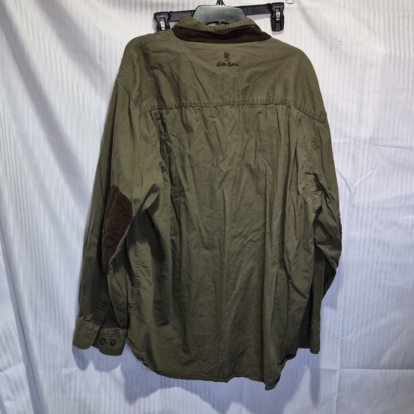 Olive Green Button-Up Shirt with Brown Accents - Picture 6 of 9